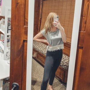 Grey Tee with Lace Bottom